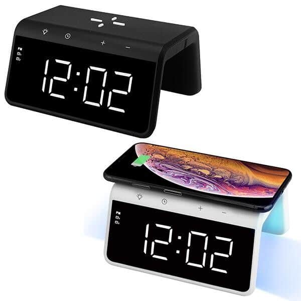 מטען אלחוטי מהיר 10W משולב עם שעון דיגיטלי